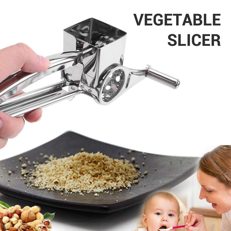 Cheese Grater Vegetable Slicer Shredder and Grinder with 4 Interchangeable Stainless Steel Grums