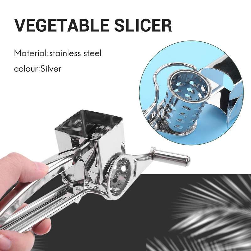 Cheese Grater Vegetable Slicer Shredder and Grinder with 4 Interchangeable Stainless Steel Grums