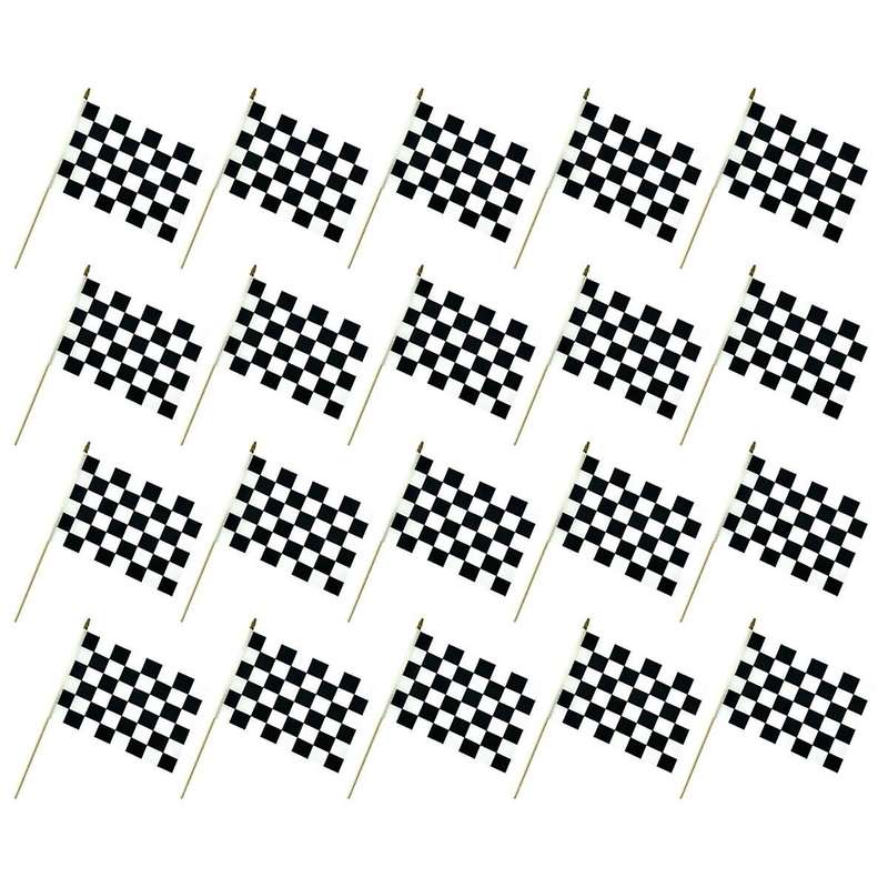 Checkered Black and White Racing Stick Flag Small Mini Handheld Racing Flag Competition Flag(20pcs)