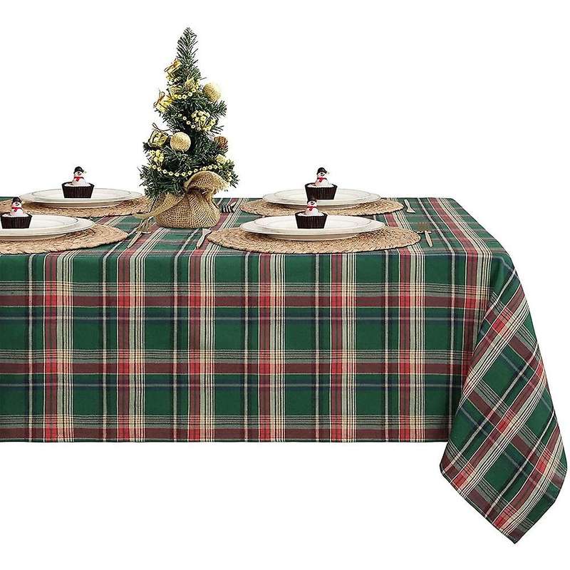 Checkered Tablecloth Green Christmas Tablecloth Checkered Cloth,Suitable for Festive Picnic Christma