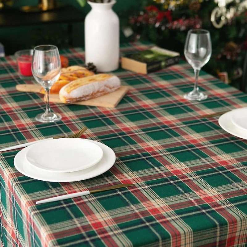Checkered Tablecloth Green Christmas Tablecloth Checkered Cloth,Suitable for Festive Picnic Christma