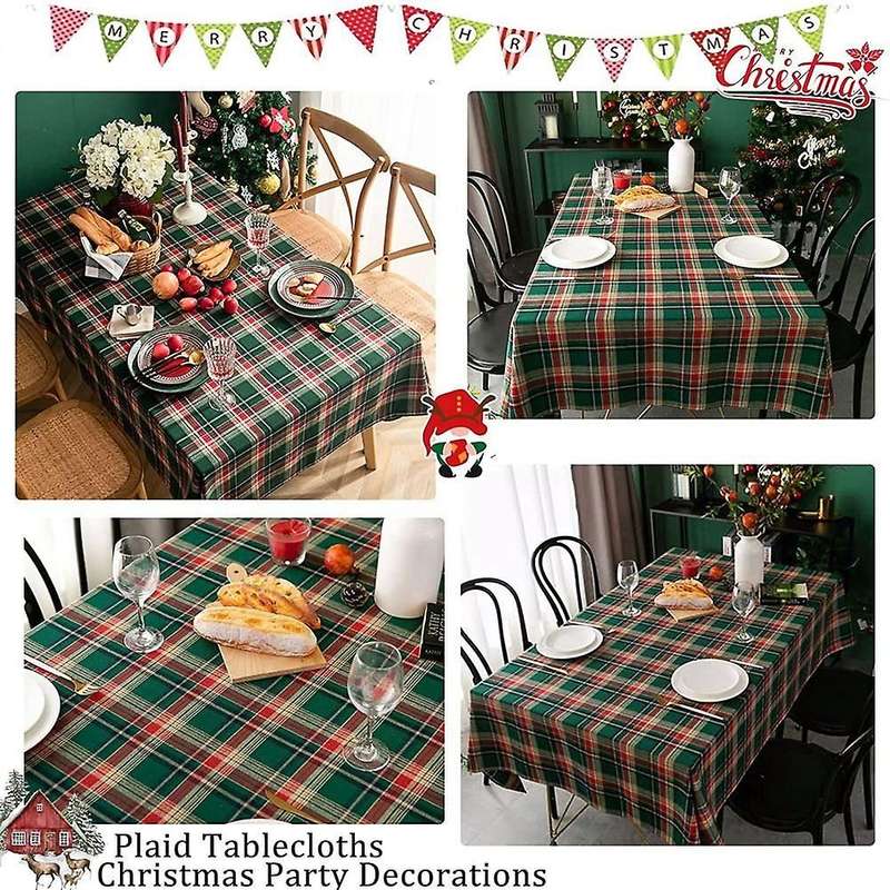 Checkered Tablecloth Green Christmas Tablecloth Checkered Cloth,Suitable for Festive Picnic Christma