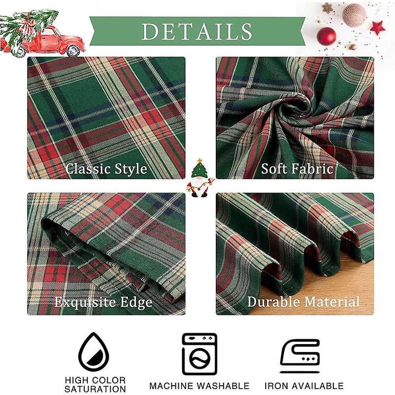 Checkered Tablecloth Green Christmas Tablecloth Checkered Cloth,Suitable for Festive Picnic Christma