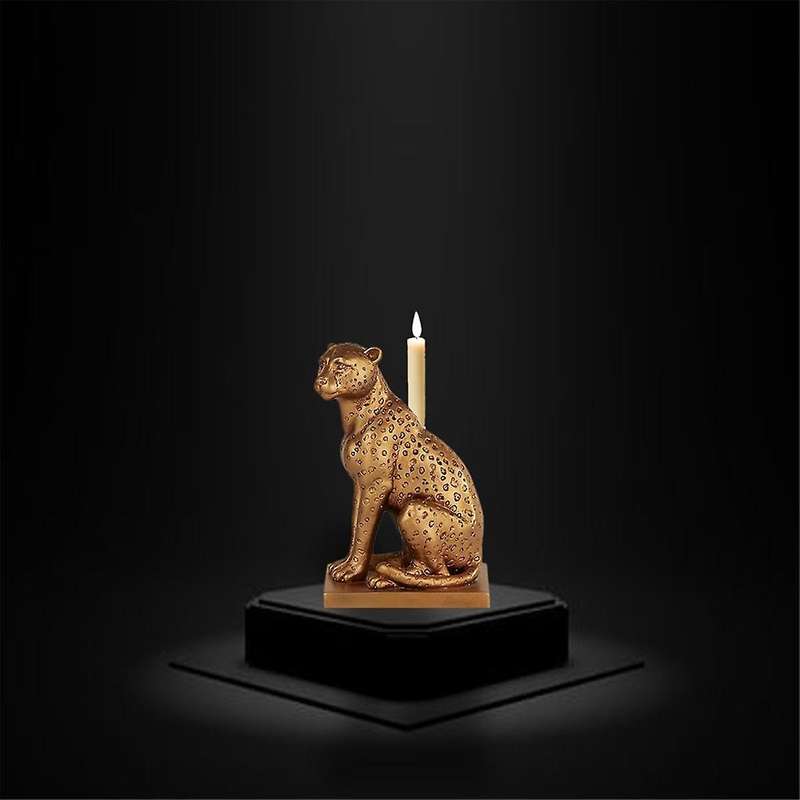 Cheetah Candlestick Leopard Candle Holder Home Desktop Decoration Resin Decorations Crafts Handmade