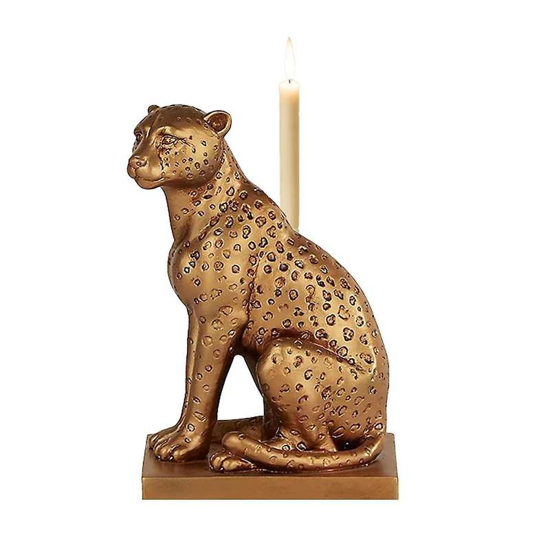 Cheetah Candlestick Leopard Candle Holder Home Desktop Decoration Resin Decorations Crafts Handmade