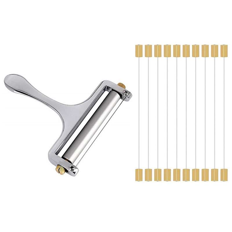 Cheese Slicer with 10pcs Cheese Cutter Wire for Block Cheeses Butter Cutting Polished Marble Cheese