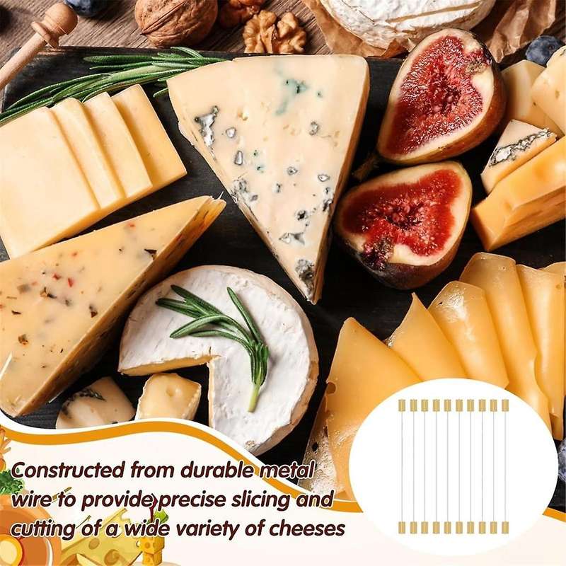 Cheese Slicer with 10pcs Cheese Cutter Wire for Block Cheeses Butter Cutting Polished Marble Cheese