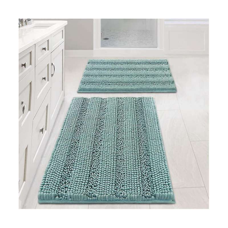 Chenille Striped Bathroom Carpet Anti--soft Plush Bathroom Mat Is Suitable for Bathroom Floor 43x12