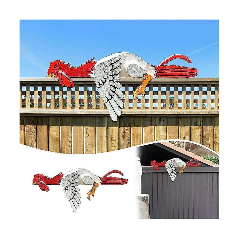 Chicken Decor Garden Statues,Chicken Art Decor Gift,Resting Rooster Rail Pet,Outdoor Decorative Gar