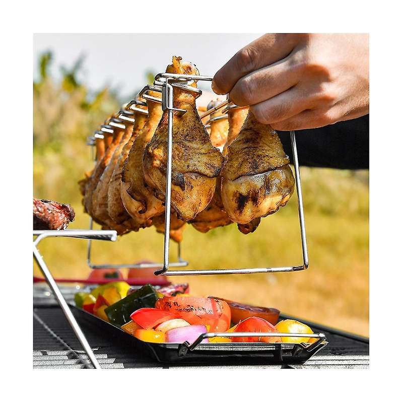 Chicken Leg Wing Grill Rack Folding Barbecue Rack Oven Roaster Stand Bbq Chicken Drumsticks Holder
