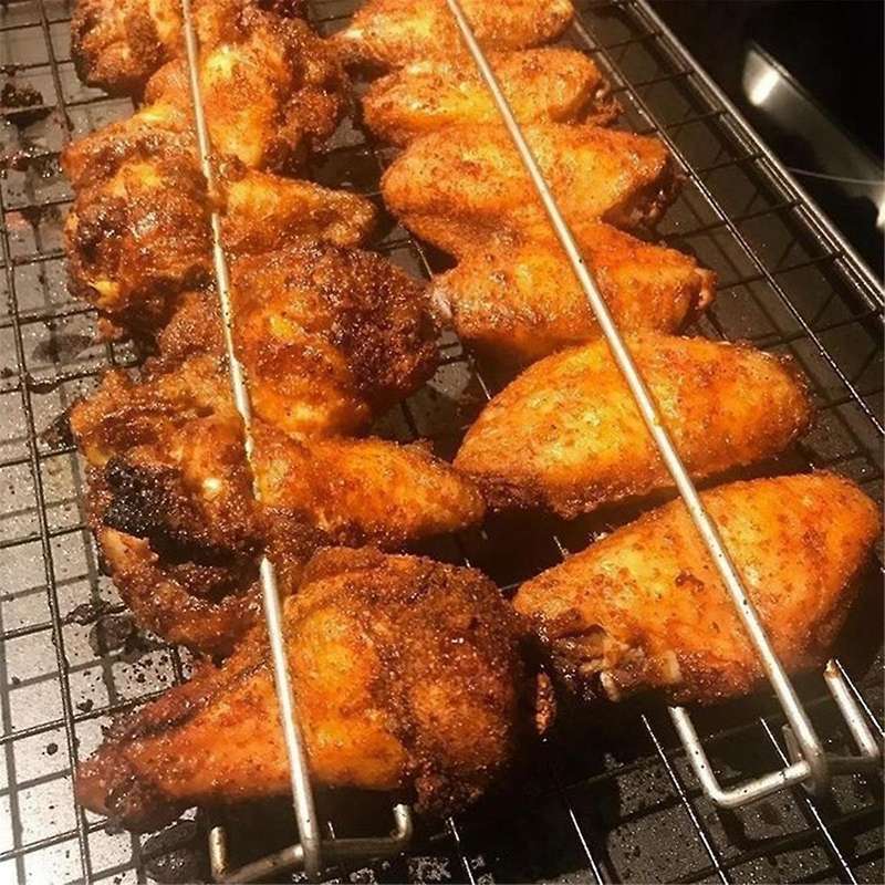 Chicken Wing BBQ Fork,11.8in Wing Rails for Grilling Chicken , Stainless Steel Wing Rails Grilling
