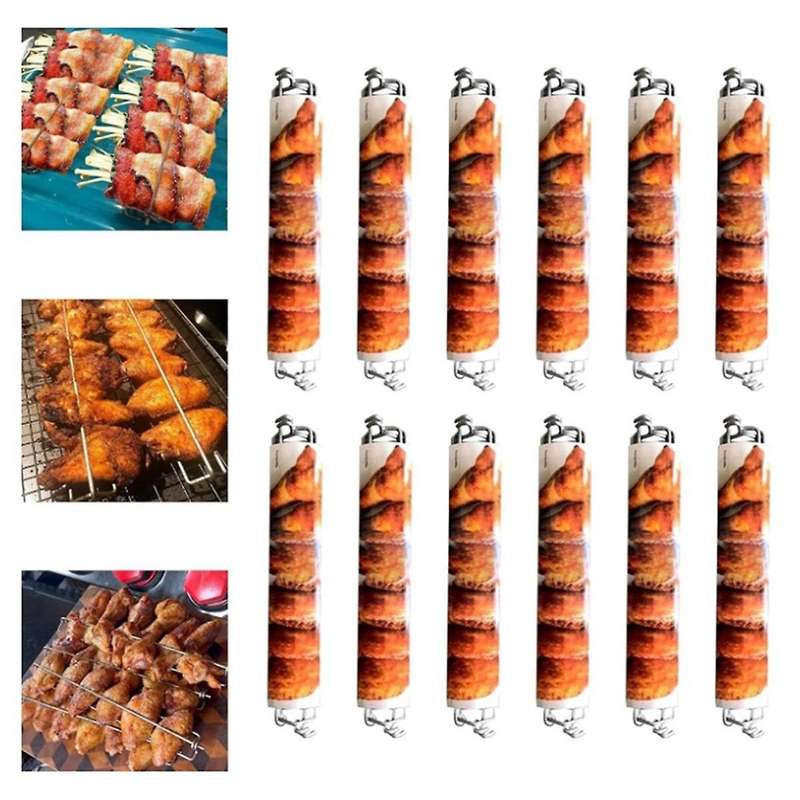 Chicken Wing BBQ Fork,11.8in Wing Rails for Grilling Chicken , Stainless Steel Wing Rails Grilling