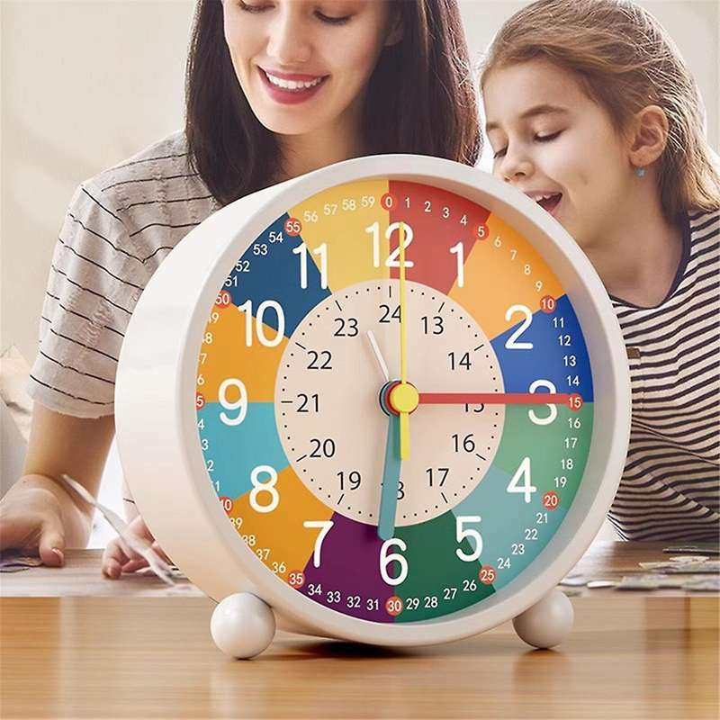 Children's Alarm Clock Silent Alarm Clock Bedside Table Non-ticking Usb Table Clocks for Early Educa
