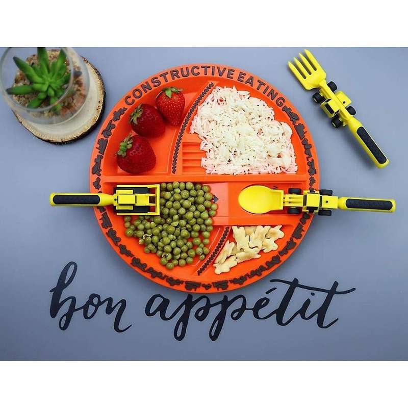 Children's Car Bulldozer Excavator Shovel Toddler Forks and Spoons Kids Utensils C