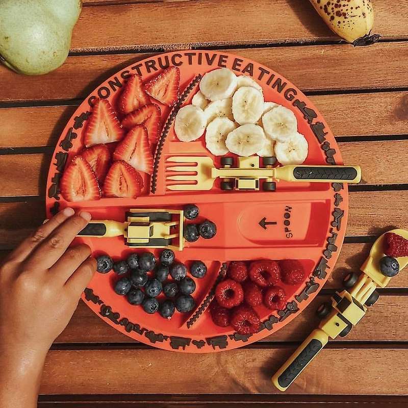Children's Car Bulldozer Excavator Shovel Toddler Forks and Spoons Kids Utensils C
