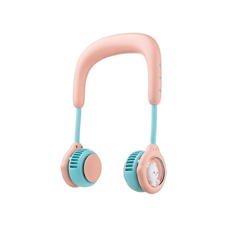 Children's Cartoon Neck Hanging Fan Usb Charging Portable Mini Leafless Outdoor Sports Fan