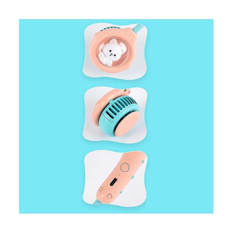 Children's Cartoon Neck Hanging Fan Usb Charging Portable Mini Leafless Outdoor Sports Fan