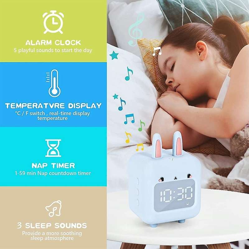 Children Alarm Clock, Cute Rabbit Alarm Clock, White Noise Alarm Clock, Children Alarm Clock with US