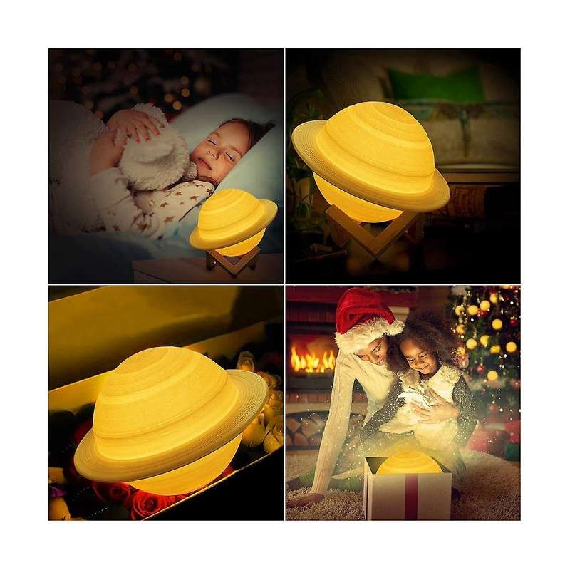 Children's Night Light 3d Moon Lamp, 3-color Led Touch and Remote Control Bedroom Lamp Usb Charging