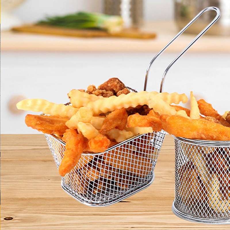 Chips Mini Fry Baskets Stainless Steel Fryer Basket Strainer Serving Food Presentation Cooking Tool