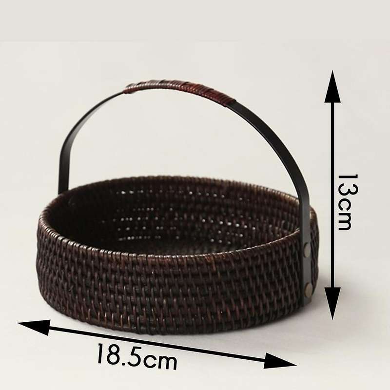 Chinese Style Natural Rattan Storage Box for Tea Set Cake Dessert Snack Outdoor Retro Handmade Porta
