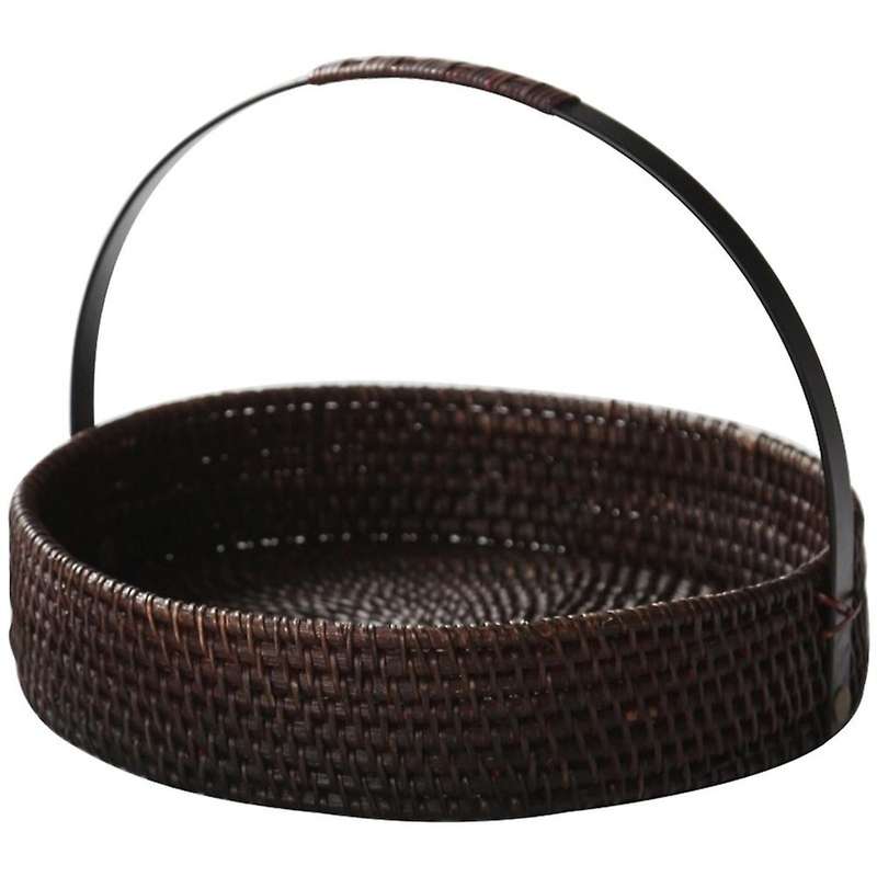 Chinese Style Natural Rattan Storage Box for Tea Set Cake Dessert Snack Outdoor Retro Handmade Porta