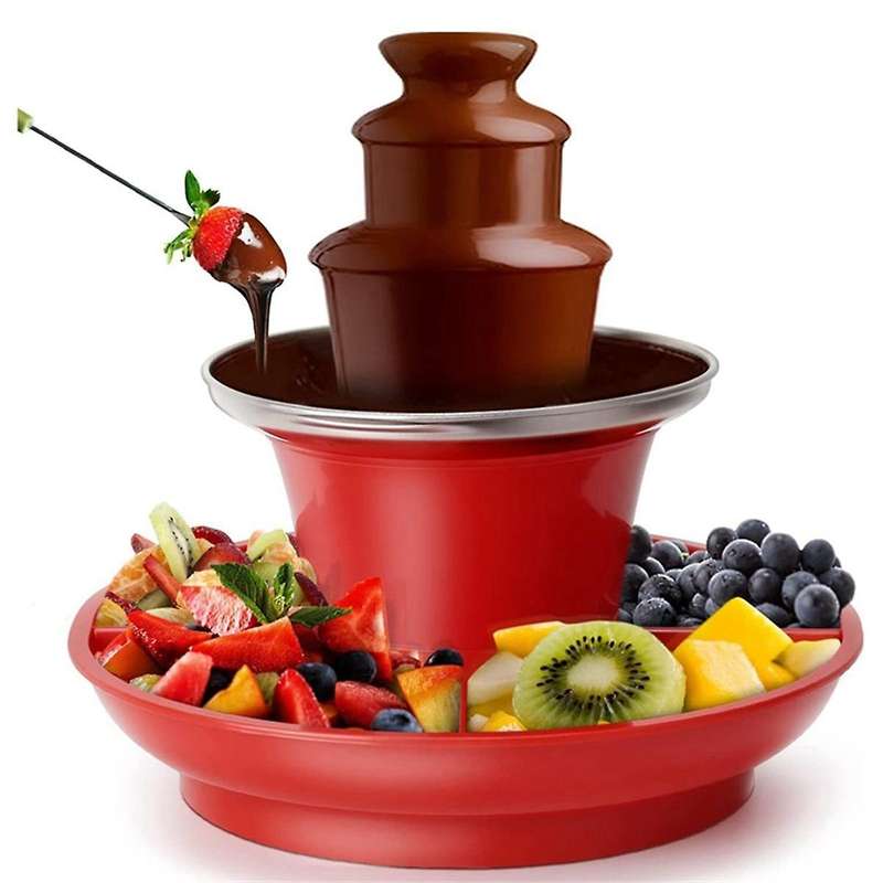 Chocolate Fountain Mini Fondue Set with Serving Tray Included,electric 3-tier Machine with Hot Melt