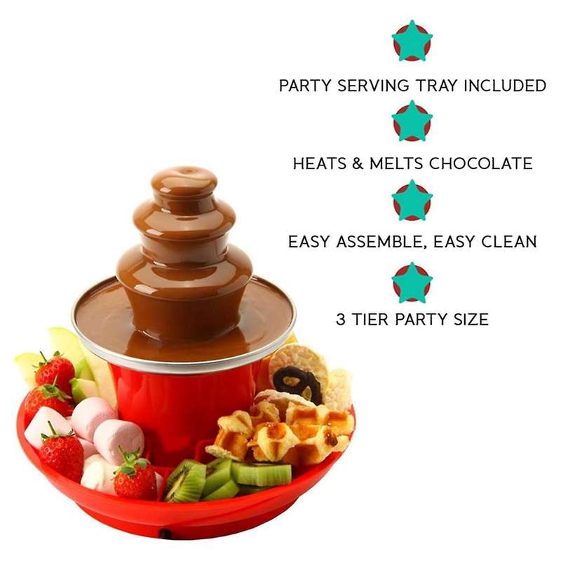 Chocolate Fountain Mini Fondue Set with Serving Tray Included,electric 3-tier Machine with Hot Melt