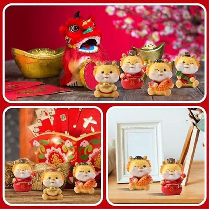 Chinese New Year Decorations 2024 Miniature Dragon Figures Year of the Dragon Zodiac Ornaments New Y