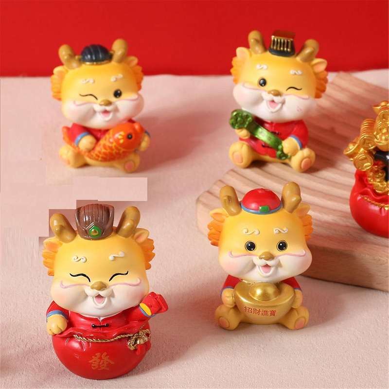 Chinese New Year Decorations 2024 Miniature Dragon Figures Year of the Dragon Zodiac Ornaments New Y