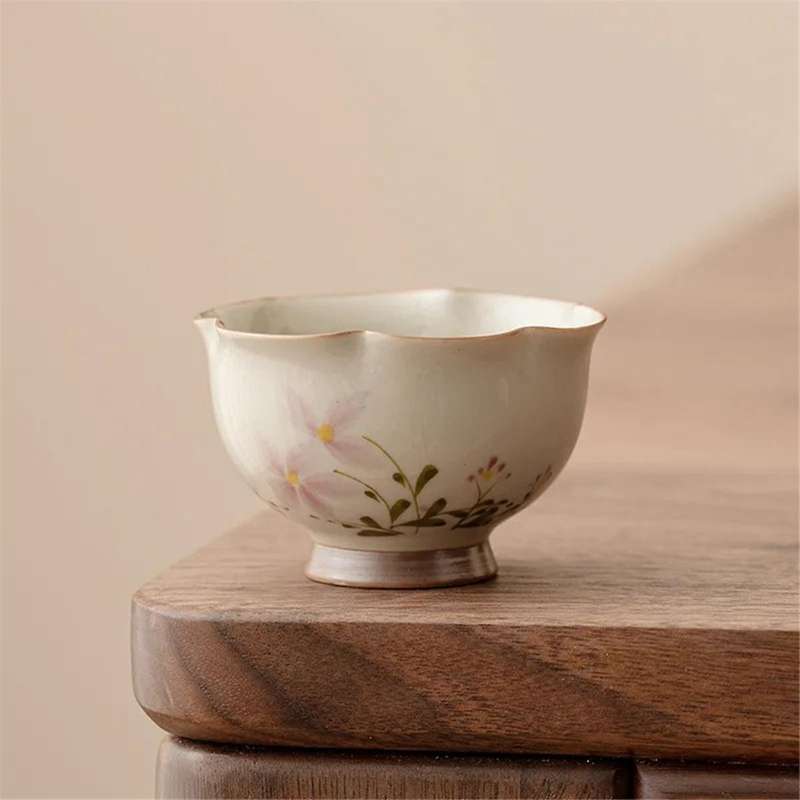 Chinese Style Grass Gray Small Daisy Bud Cup Drinking Tea Cup Family Tea Set Ceramic Tea Cup