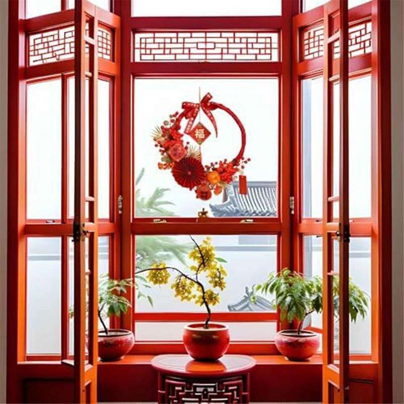 Chinese New Year Wreath Winter Wreath Front Door 2024 Wreath Artificial Wreath for Indoor, Celebrat