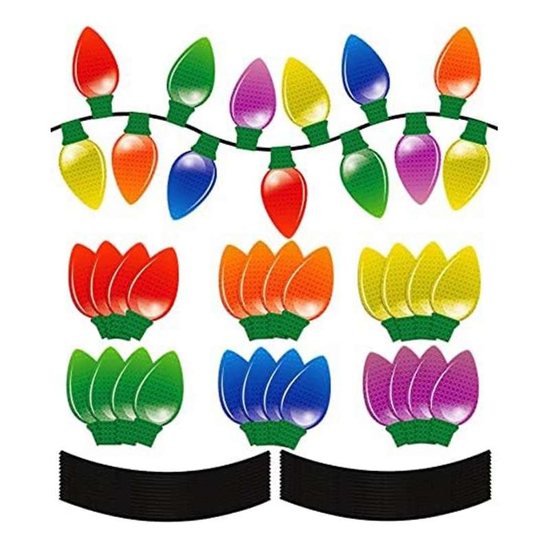 Christmas Car Reflective Light Bulb Magnet Decoration, Garage Mailbox Magnet Decal for Birthday Chri