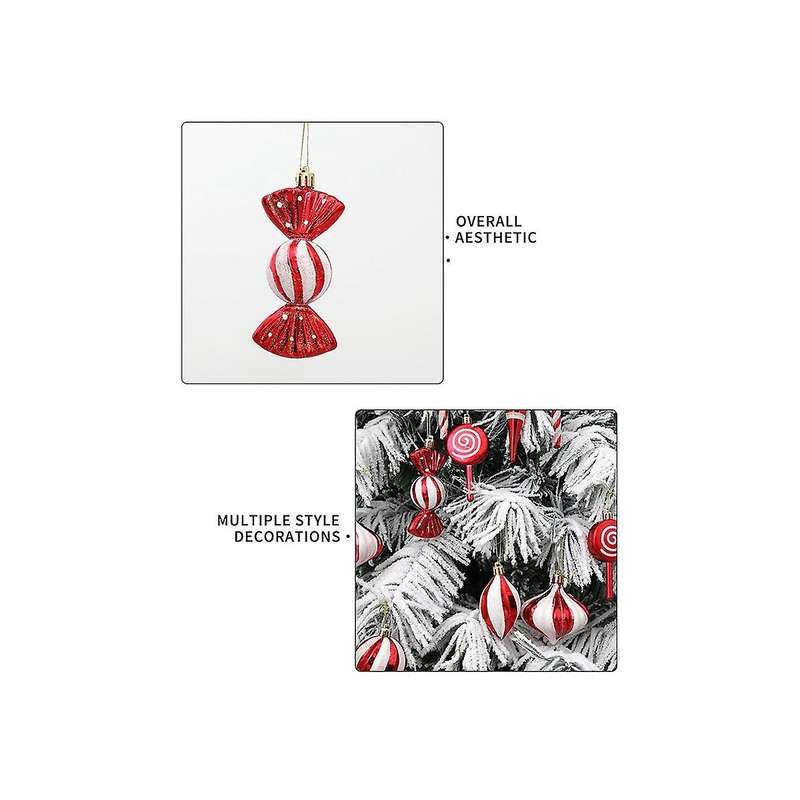 Christmas Candy Ornaments Red White Hanging Candy Cane Ornaments Decoration DIY Christmas