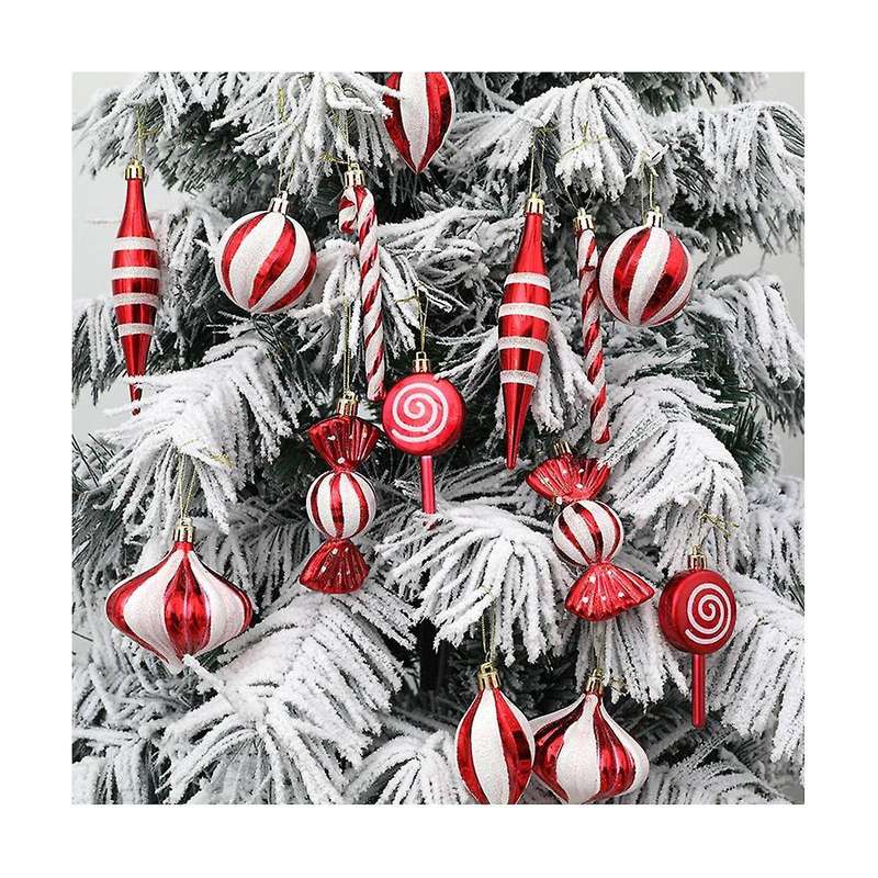 Christmas Candy Ornaments Red White Hanging Candy Cane Ornaments Decoration DIY Christmas