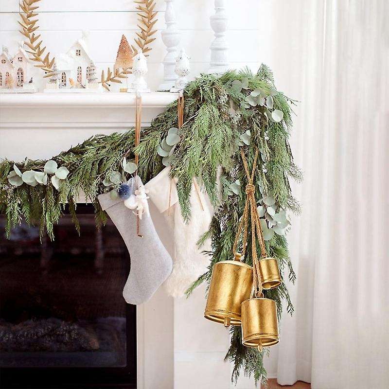 Christmas Bells Rustic Christmas Decor Vintage Style Brass Shabby Chic Decorations Set Of 3