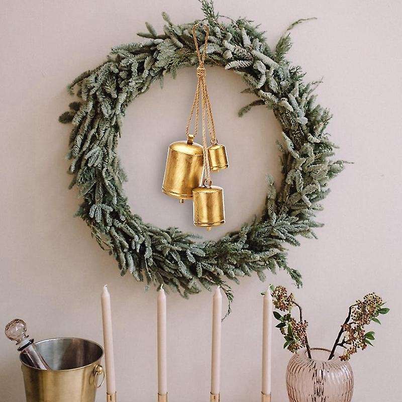 Christmas Bells Rustic Christmas Decor Vintage Style Brass Shabby Chic Decorations Set Of 3