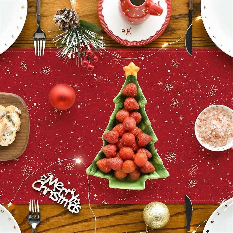 Christmas Birds Table Runner, Seasonal Winter Xmas Holiday Kitchen Dining Table Decoration