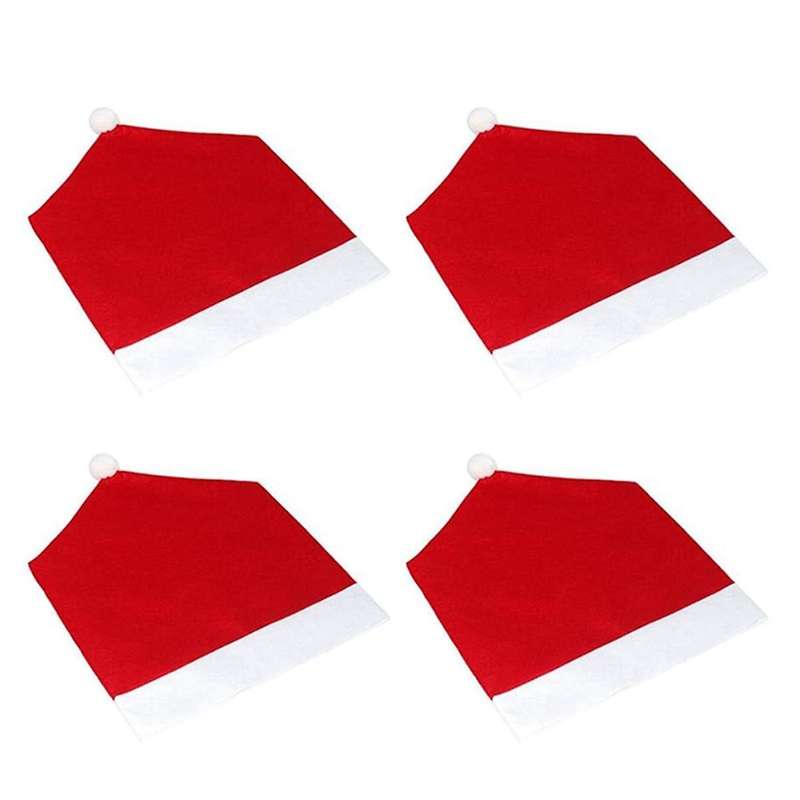 Christmas Decor 4pc Santa Hat Chair Covers Christmas Decor Dinner Chair Xmas Cap Sets