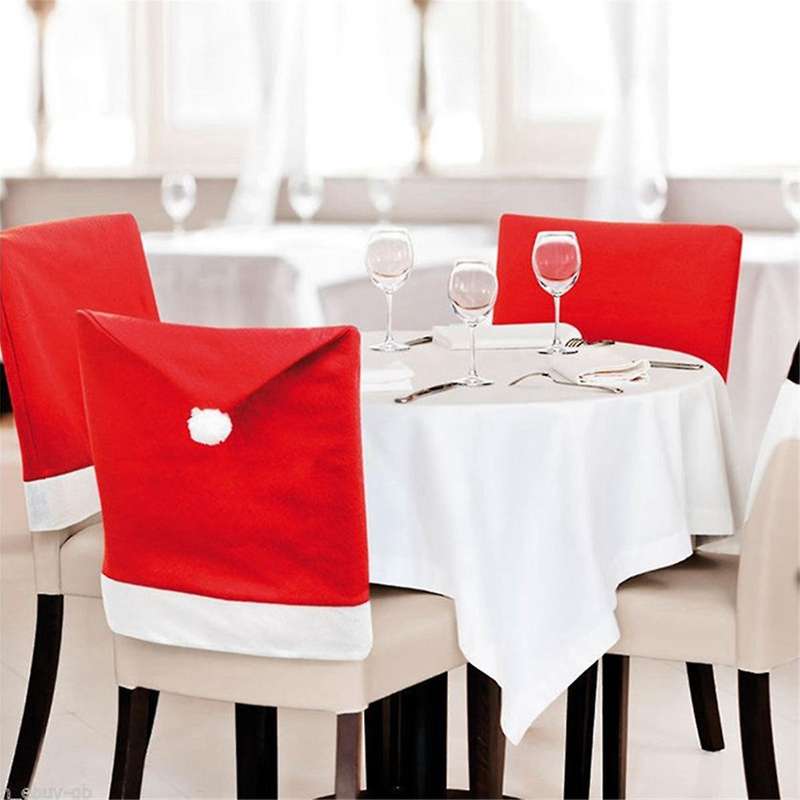 Christmas Decor 4pc Santa Hat Chair Covers Christmas Decor Dinner Chair Xmas Cap Sets