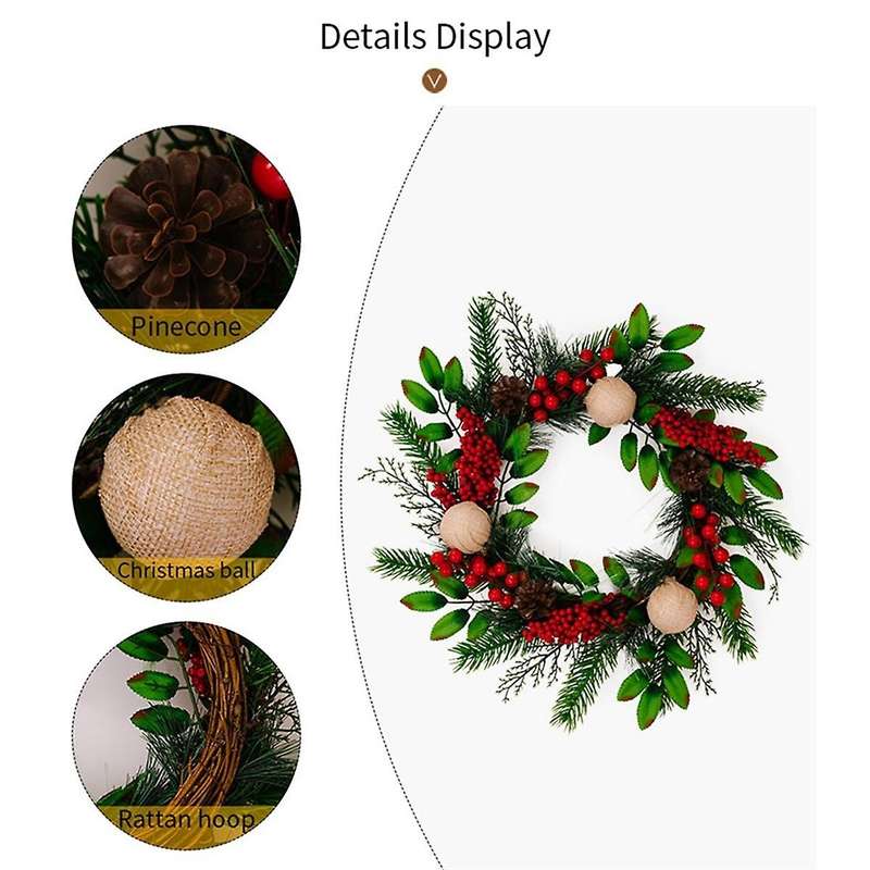 Christmas Decorations Christmas Balls Red Fruit Green Leaf Pinecone Wreaths Window Decorations Door