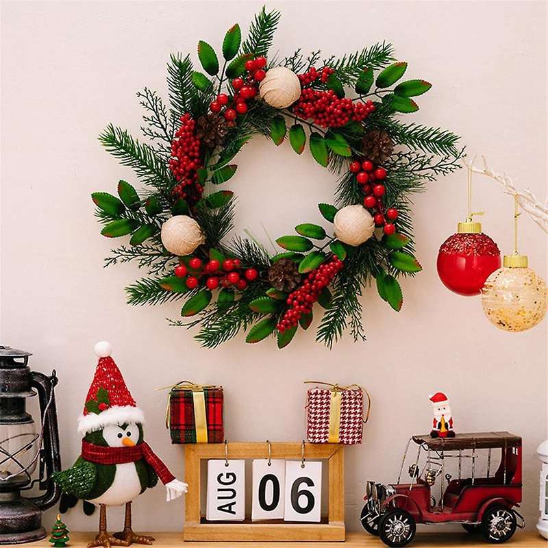 Christmas Decorations Christmas Balls Red Fruit Green Leaf Pinecone Wreaths Window Decorations Door