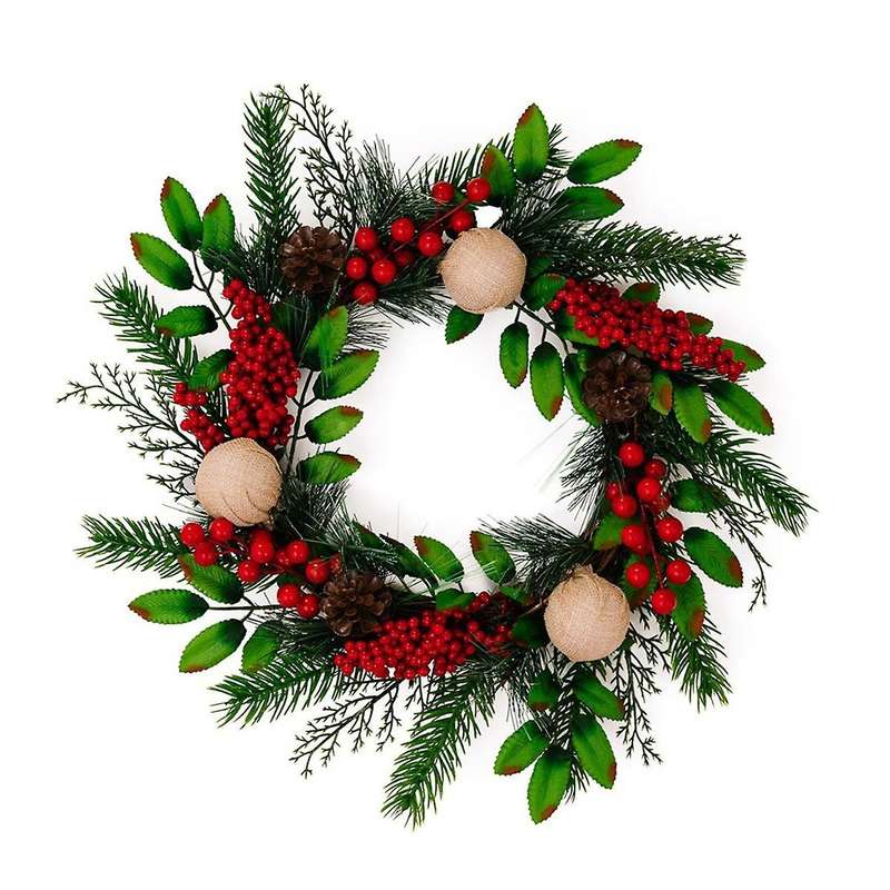 Christmas Decorations Christmas Balls Red Fruit Green Leaf Pinecone Wreaths Window Decorations Door