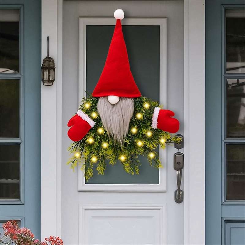 Christmas Decorations Glowing Faceless Old Man Christmas Wreath Hanging Window Decoration Door Hangi