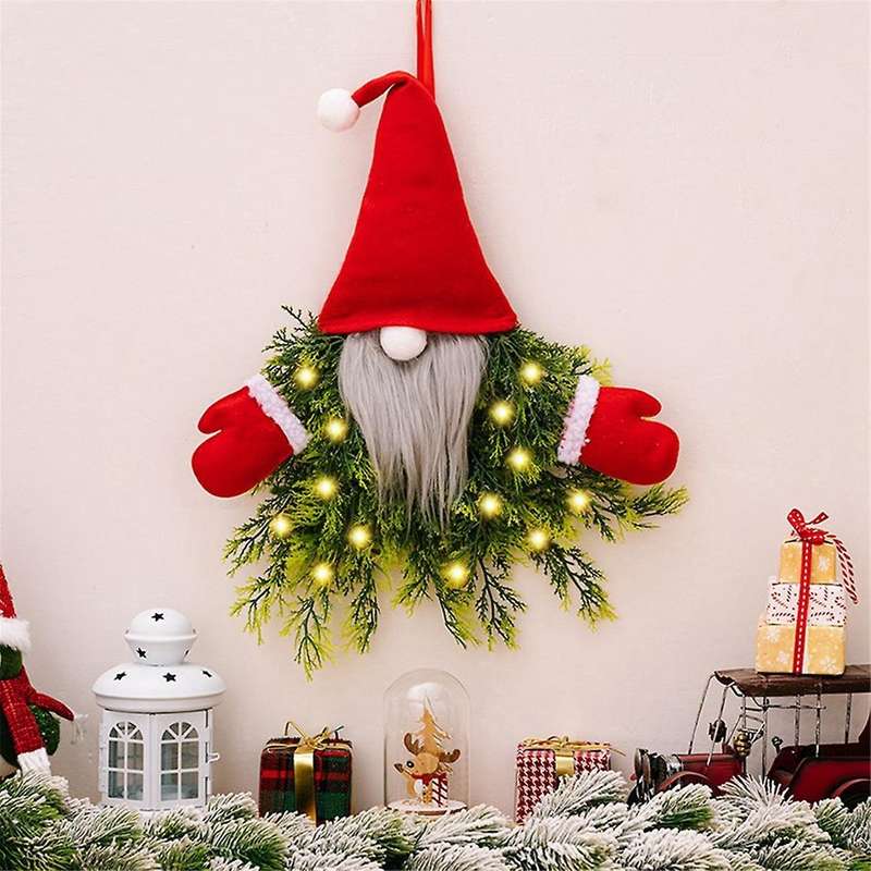 Christmas Decorations Glowing Faceless Old Man Christmas Wreath Hanging Window Decoration Door Hangi