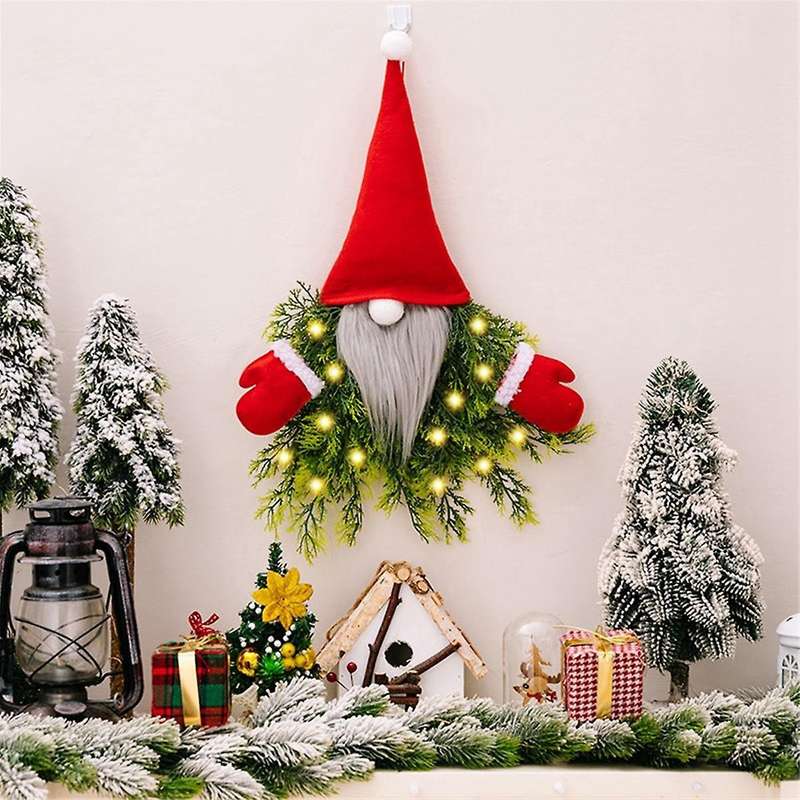 Christmas Decorations Glowing Faceless Old Man Christmas Wreath Hanging Window Decoration Door Hangi