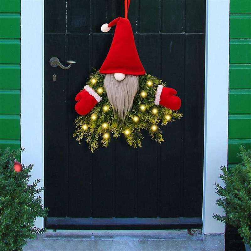 Christmas Decorations Glowing Faceless Old Man Christmas Wreath Hanging Window Decoration Door Hangi