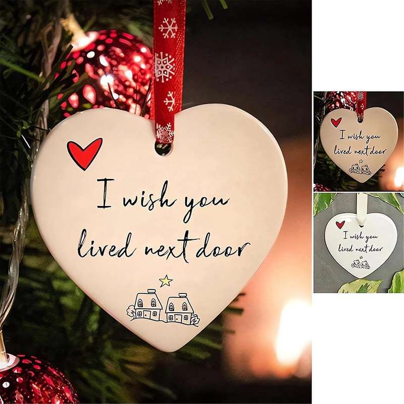Christmas Decorations Heart Hanging Ornament Ceramics Ornament Decor Perfect for Friends Couples Chr