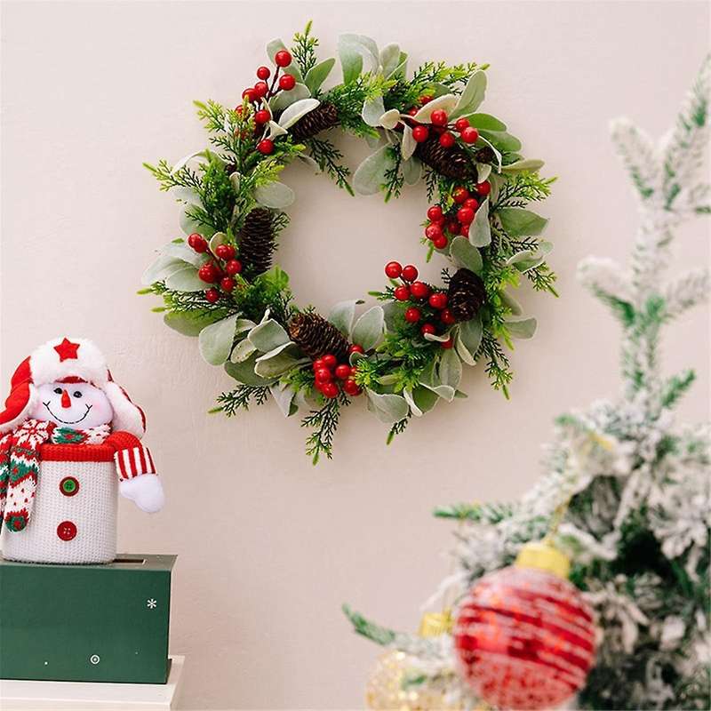 Christmas Decorations Christmas Red Fruit Wreath Rabbit Ear Grass Wreath Window Door Hanging