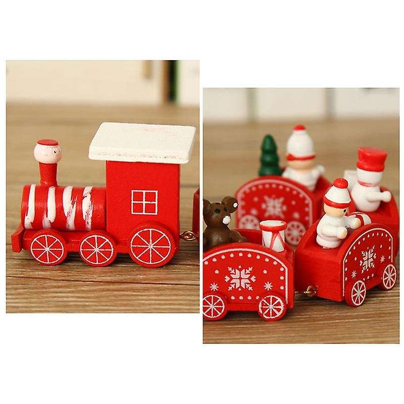 Christmas Decorations Cartoon Cute Mini Wooden Train Ornaments Kids Gift Toys for Party Kindergarten